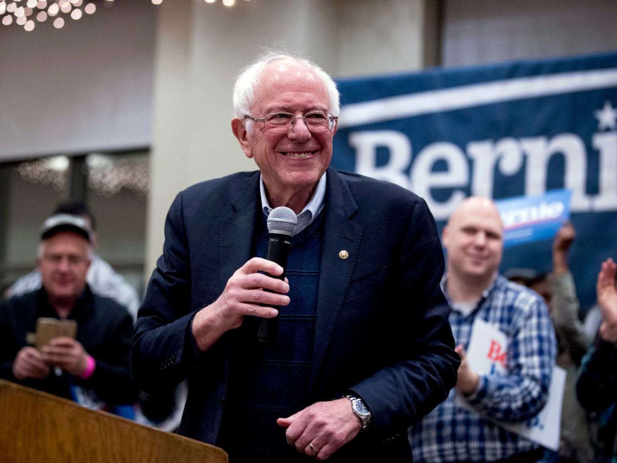 Democratic presidential candidate Bernie Sanders speaks at a campaign stop at St. Ambrose University on 11 January 2020: AP