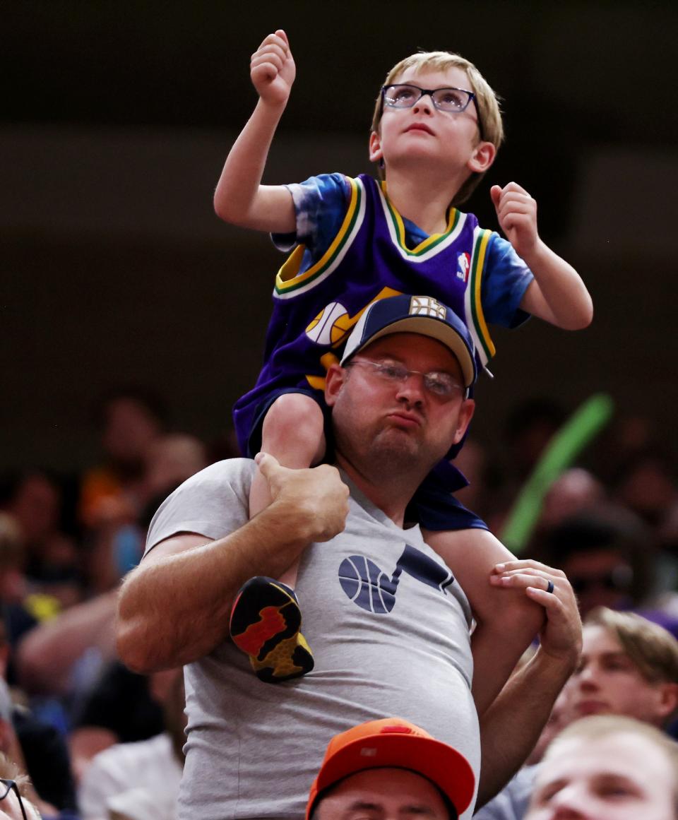 Fans enjoy themselves as the Utah Jazz and Philadelphia 76ers play in Summer League action at the Delta Center in Salt Lake City on Wednesday, July 5, 2023. | Scott G Winterton, Deseret News