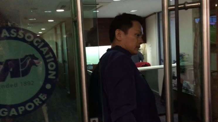 FAS general secretary Winston Lee arrives at the office at Jalan Besar on 20 April.