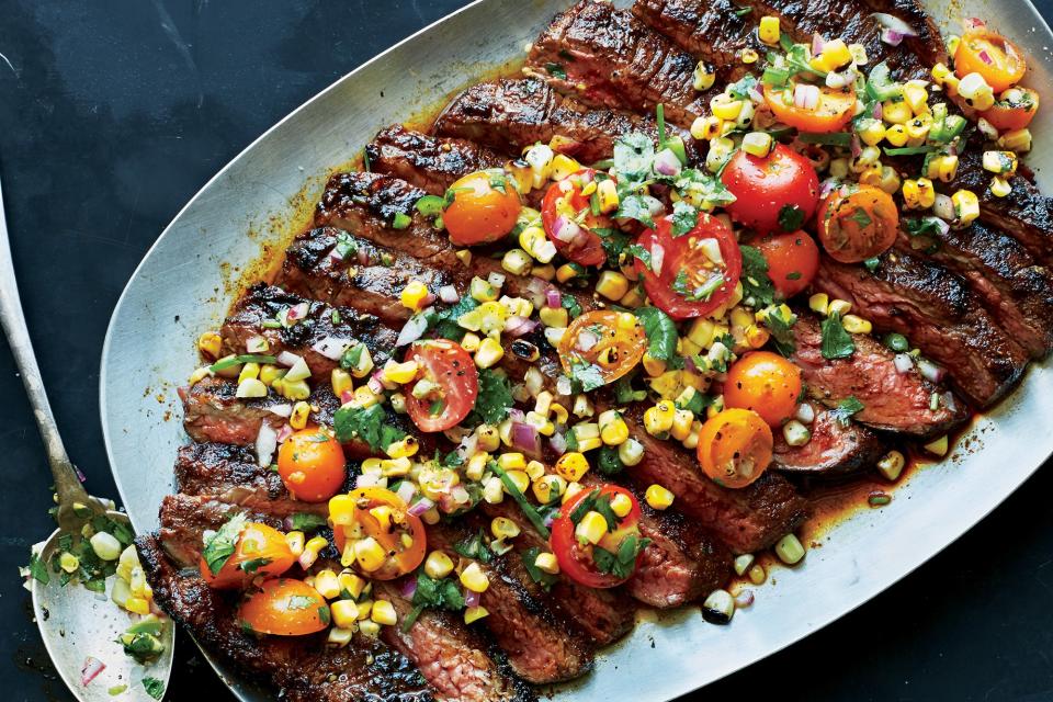 Dry-Rubbed Flank Steak with Grilled Corn Salsa