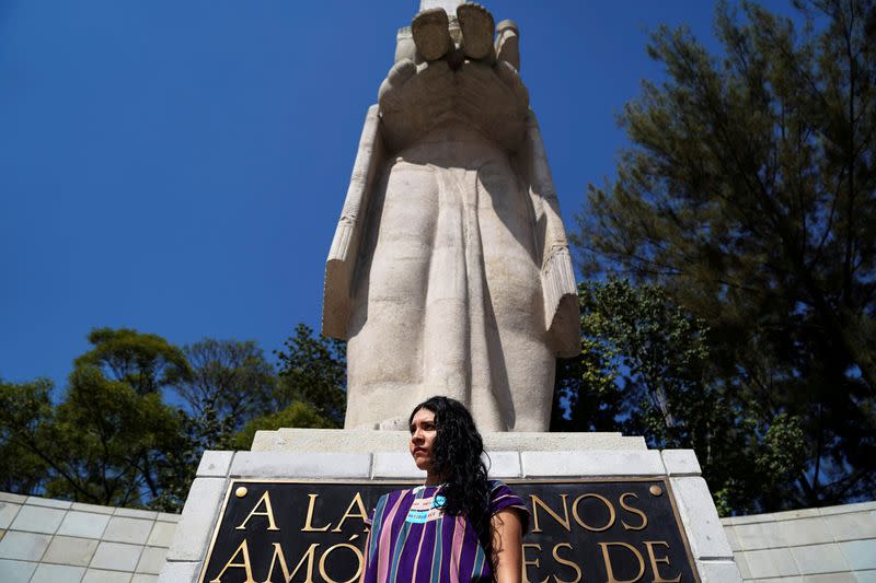 FILE PHOTO: Pro-abortion activist Lupita Ruiz poses for a photo during an interview with Reuters, in Mexico City