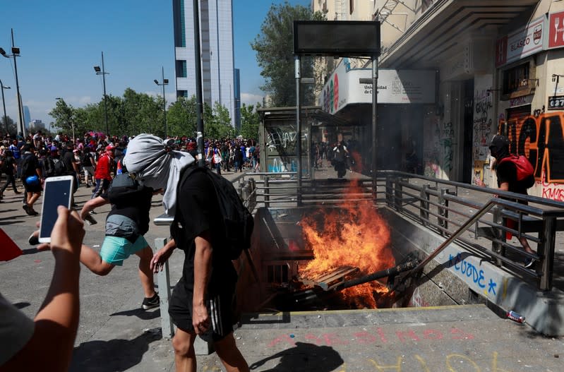 Protest against Chile's state economic model in Santiago