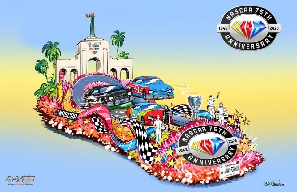 nascar float rose parade