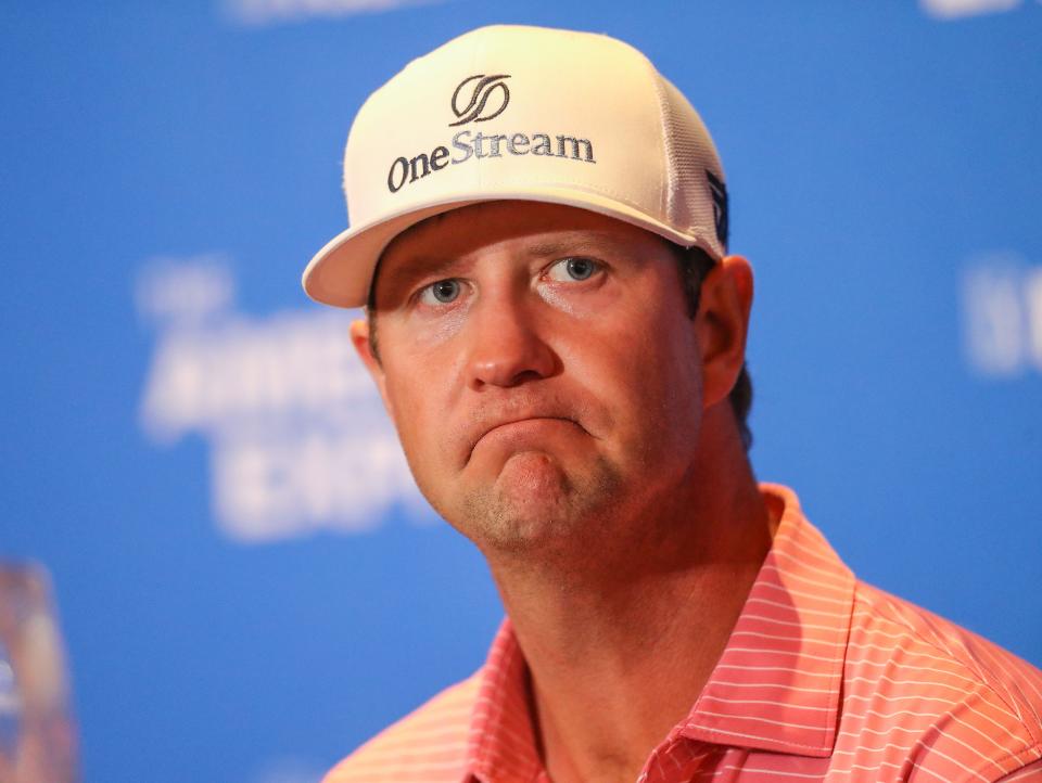 Hudson Swafford gets emotional talking about his late father after winning the American Express at PGA West in La Quinta, Calif., Sunday, January 23, 2022.