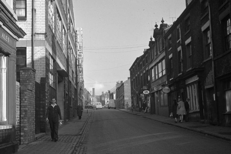 Caroline Street, Longton, in 1963/64 with Belstaff on the left. -Credit:Stoke-on-Trent City Archives / Bert Bentley
