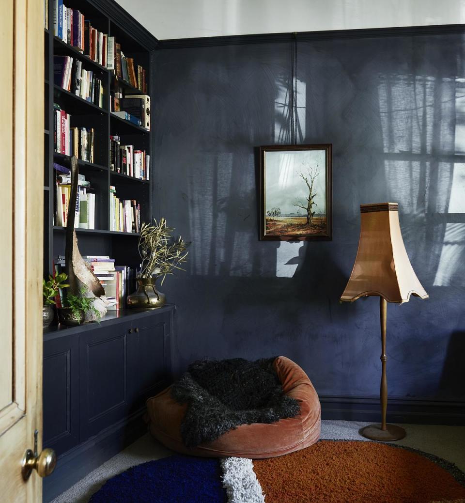 A living room with slouchy beanbag