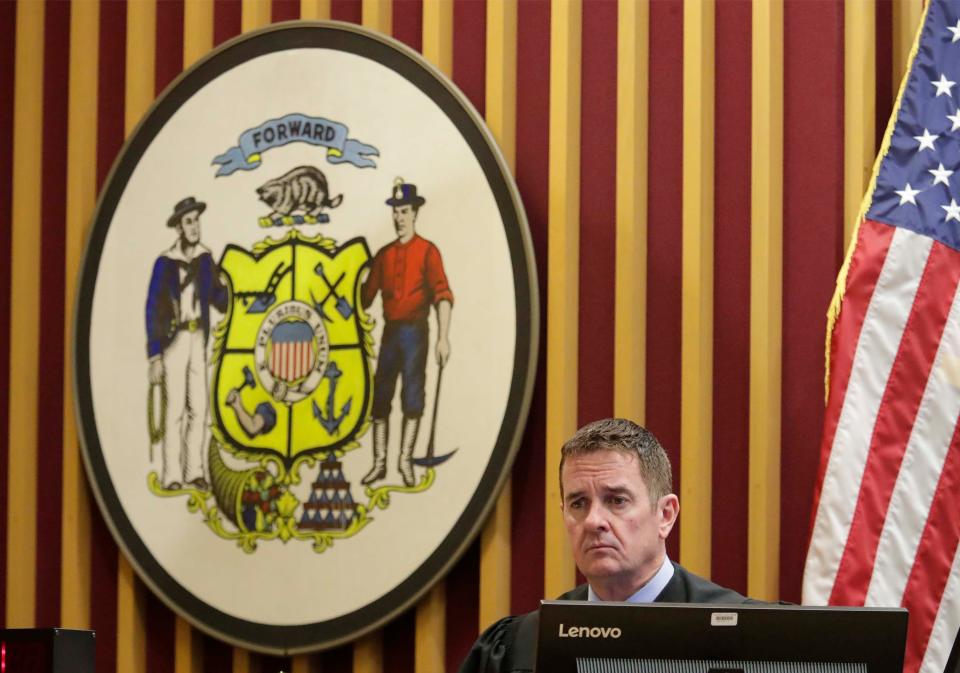 Judge Daniel J. Borowski listens in Sheboygan County Circuit Court Branch 5, on Tuesday, Nov. 19, 2019, in Sheboygan, Wis.