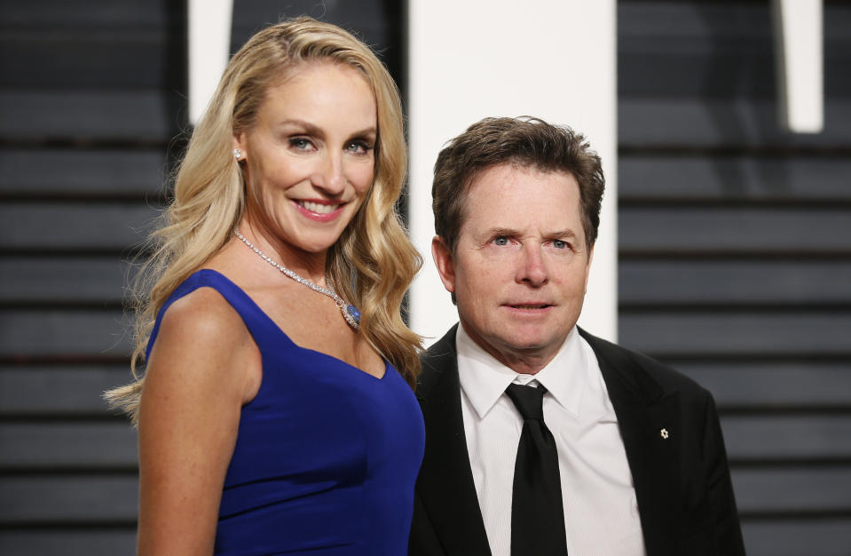 89th Academy Awards - Oscars Vanity Fair Party - Beverly Hills, California, U.S. - 26/02/17 – Michael J. Fox and wife Tracy Pollan. REUTERS/Danny Moloshok