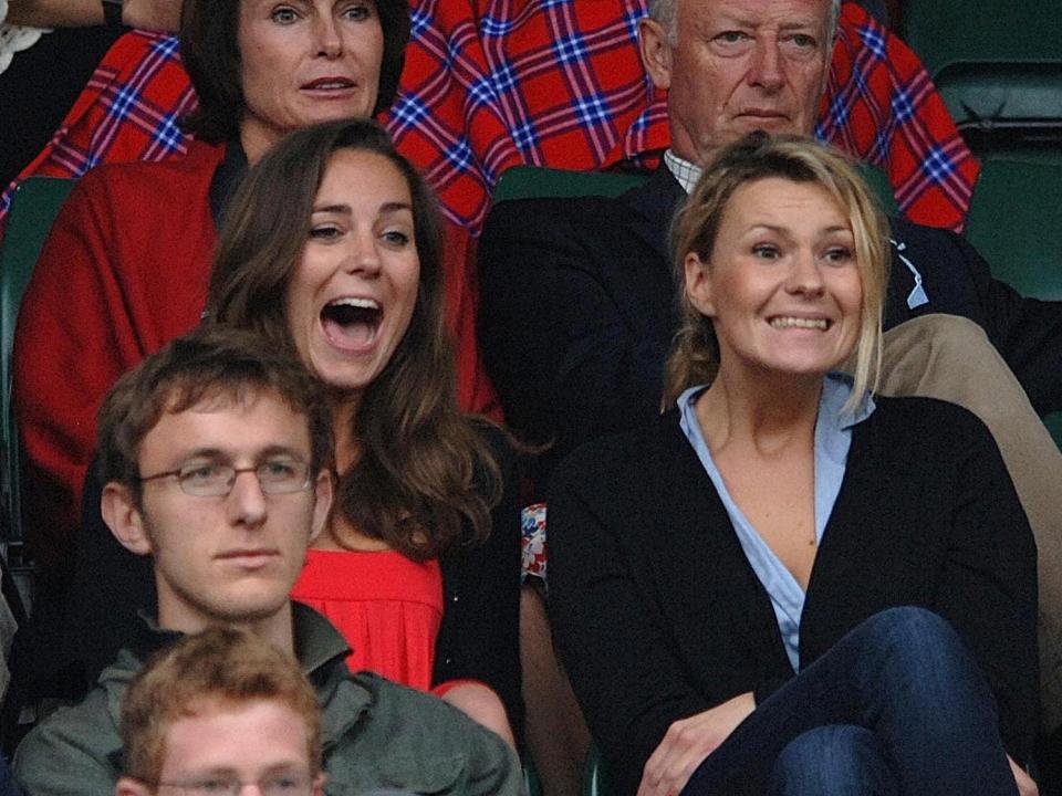 Kate Middleton reacts while watching a match between Rafael Nadal and Robin Soderling.