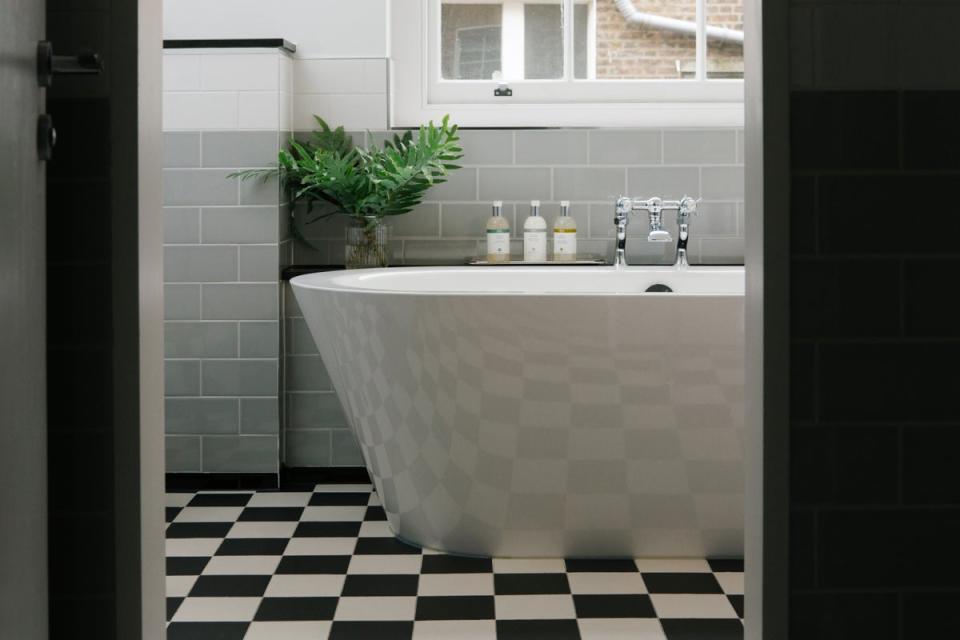 The classic monochrome chequerboard look continues in one of the bathrooms (Handout)