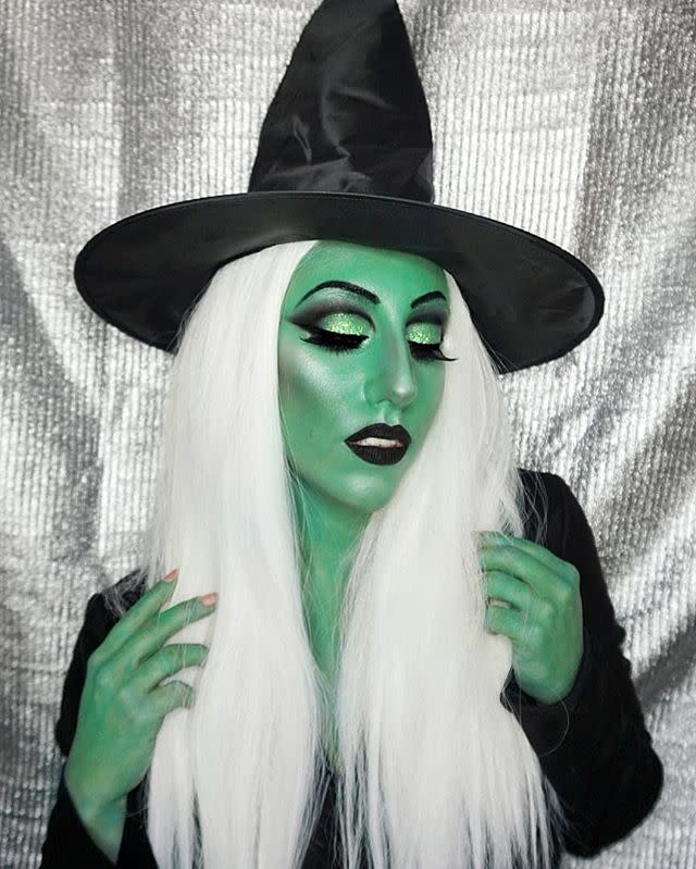 <p>The black accents—lips, eyebrows, and lashes—create dramatic contrast against the snow-white hair and shimmery green face paint.</p><p><a class="link " href="https://www.amazon.com/Wig-White-Straight-Glueless-Resistant/dp/B088QXQFCM/?tag=syn-yahoo-20&ascsubtag=%5Bartid%7C10050.g.34196559%5Bsrc%7Cyahoo-us" rel="nofollow noopener" target="_blank" data-ylk="slk:SHOP WHITE WIGS;elm:context_link;itc:0;sec:content-canvas">SHOP WHITE WIGS</a></p><p><a href="https://www.instagram.com/p/B3-NcVIgONj/?utm_source=ig_embed&utm_campaign=loading" rel="nofollow noopener" target="_blank" data-ylk="slk:See the original post on Instagram;elm:context_link;itc:0;sec:content-canvas" class="link ">See the original post on Instagram</a></p>