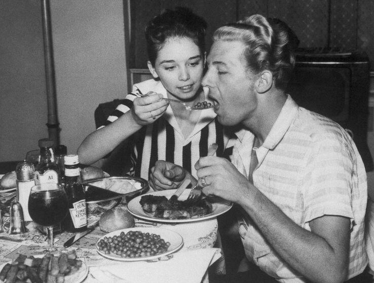 American singer Jerry Lee Lewis and his 13-year-old bride, Myra Lewis, in a hotel in London in 1958.