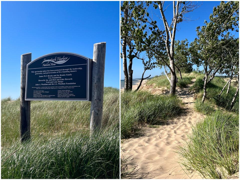 A sign in the Saugatuck Harbor Natural Area