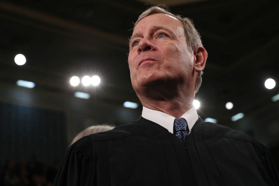 U.S. Supreme Court Chief Justice John Roberts waits for U.S. President Donald Trump's State of the Union address to a joint session of the U.S. Congress in the House Chamber of the U.S. Capitol in Washington, U.S. February 4, 2020.(Leah Millis/Reuters)