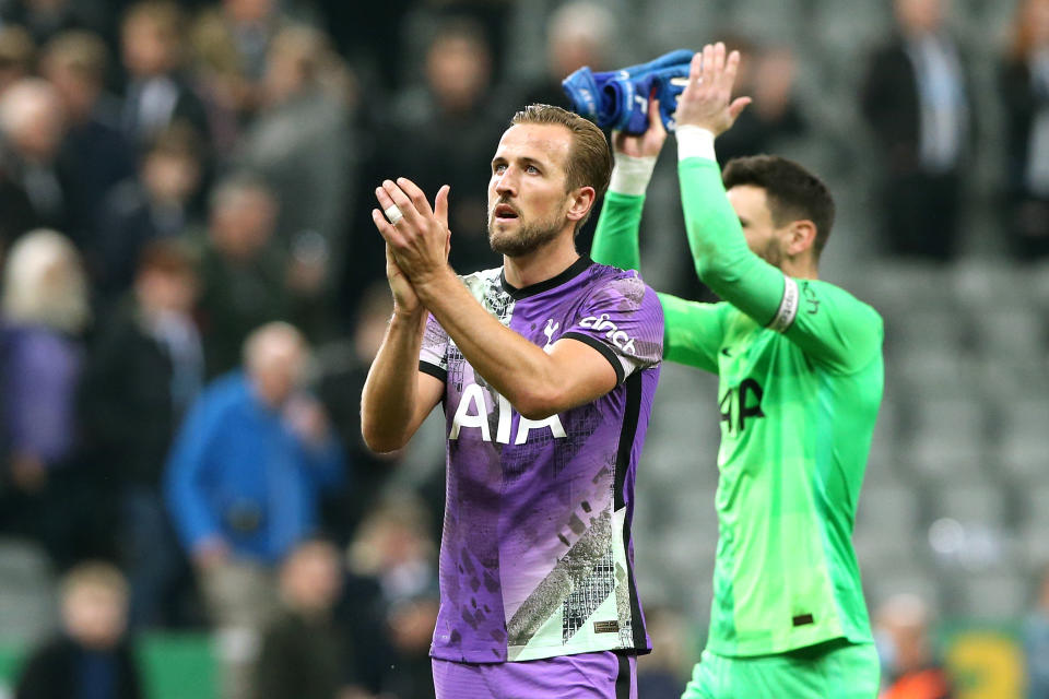 Tottenham' Harry Kane applauds fans after his side's victory against Newcastle.