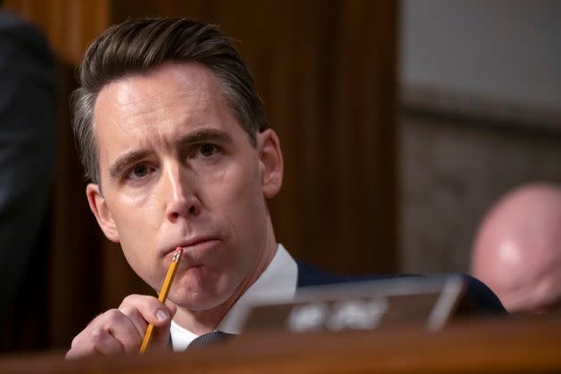 Sen. Josh Hawley (R-Mo.), here at a Jan. 31 Senate Judiciary Committee hearing, has said that he's 