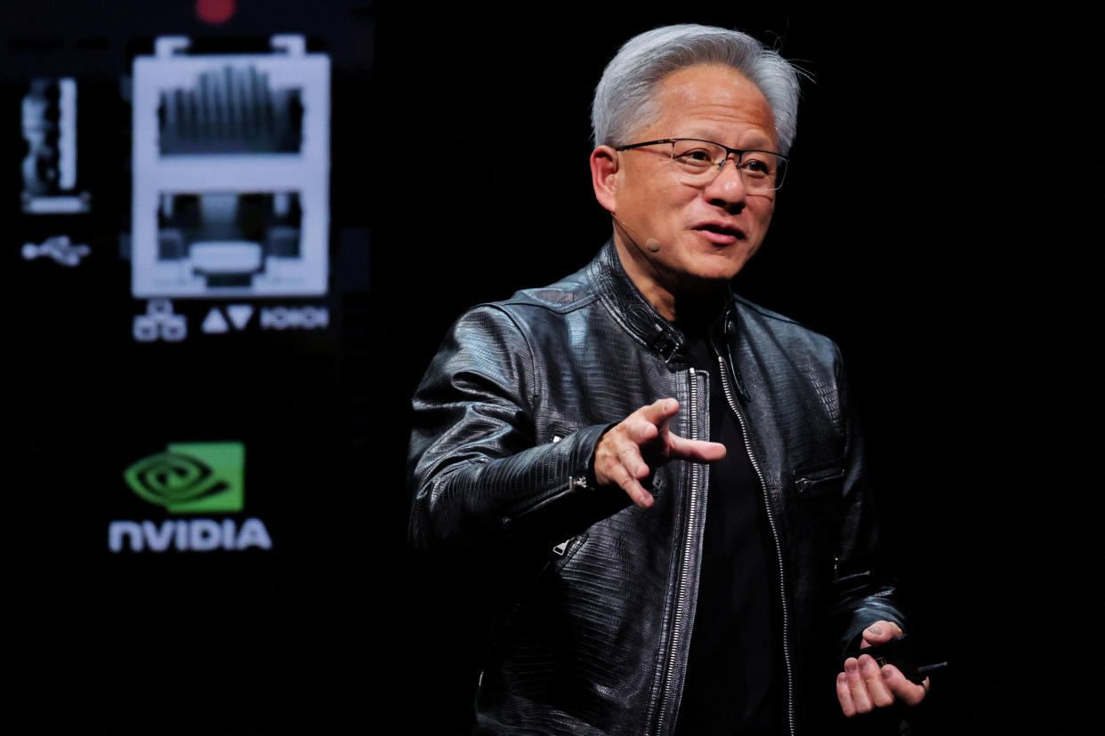 Nvidia CEO Jensen Huang speaks at event ahead of the COMPUTEX forum, in Taipei, Taiwan June 2, 2024. REUTERS/Ann Wang