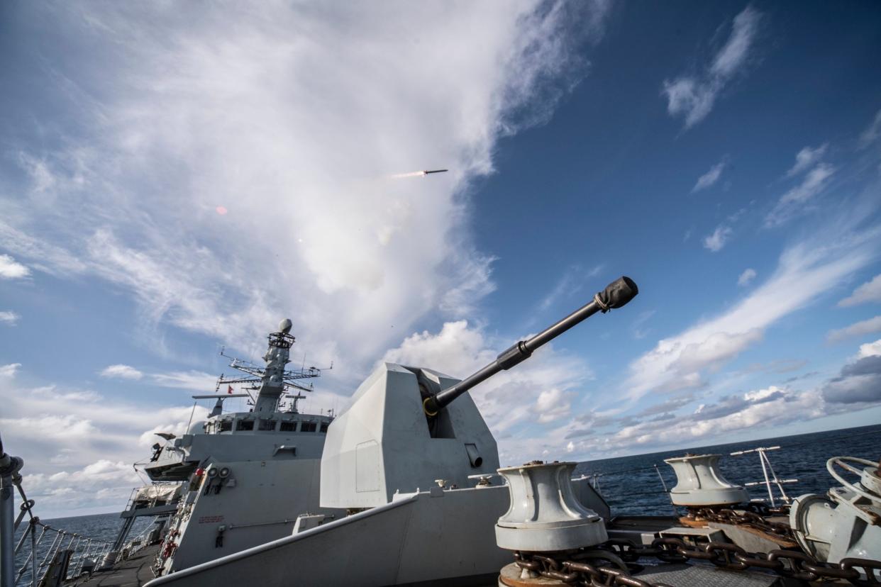 Royal Navy: A picture of a missile firing from HMS Montrose as the defence secretary revealed the navy had responded to multiple incidents concerning Russian ships: MDBA/PA