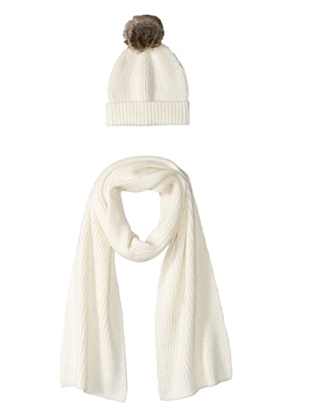 11) Pom Knit Hat and Scarf Set