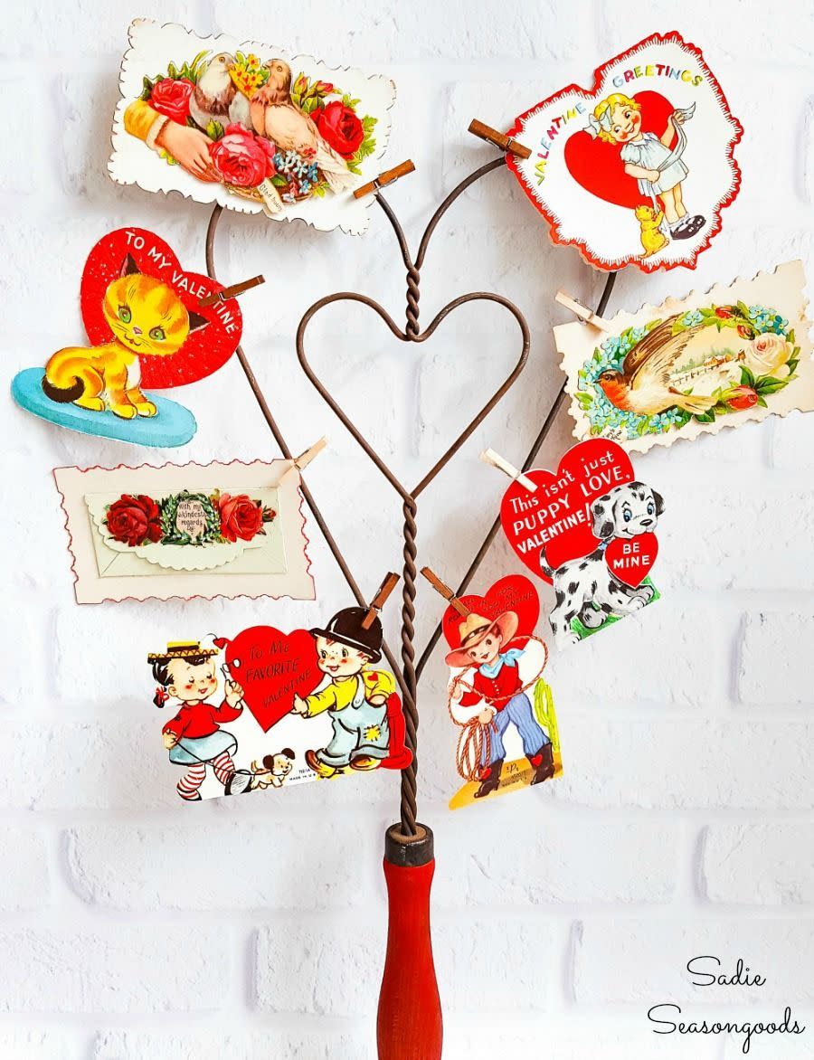 vintage carpet beater valentines day decor