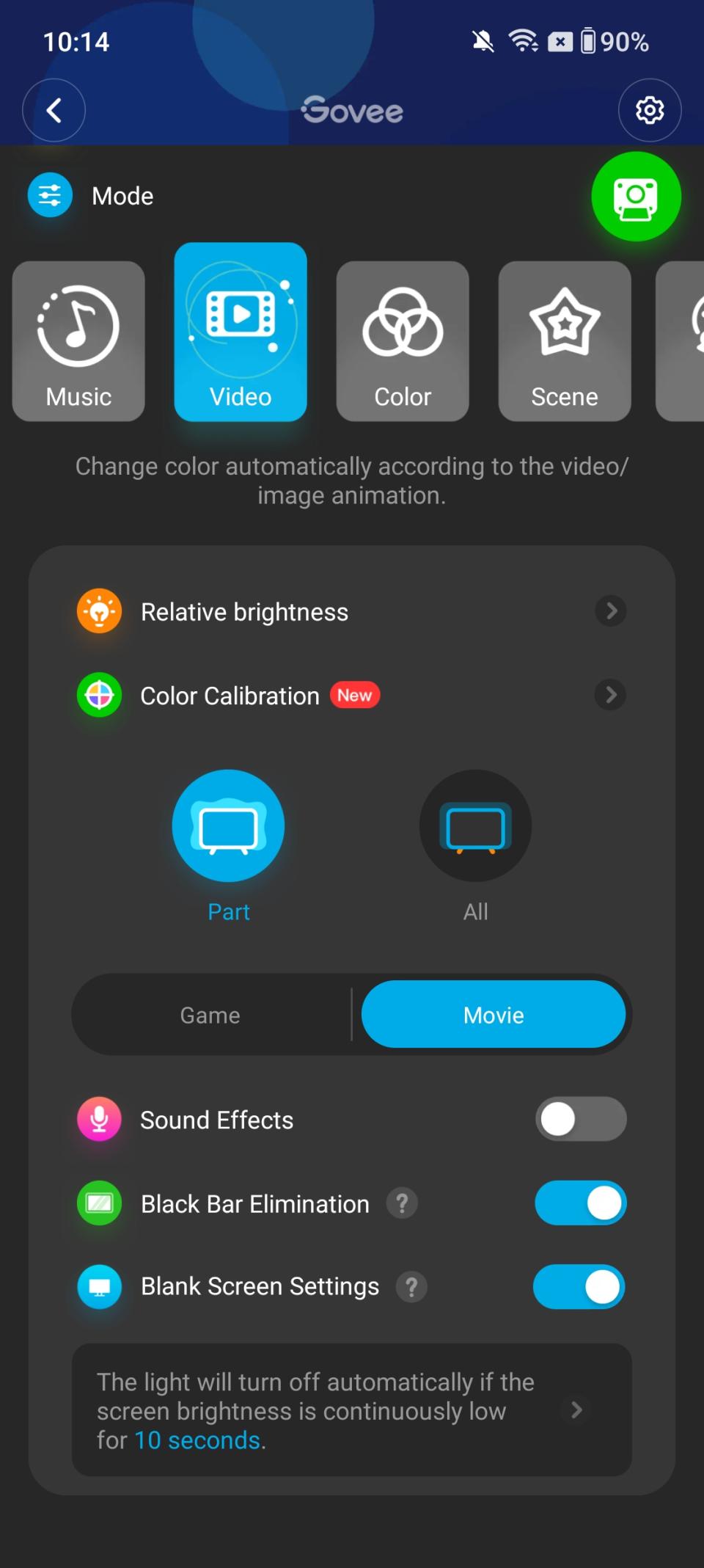 Govee app screenshots for TV Backlight 3 Lite