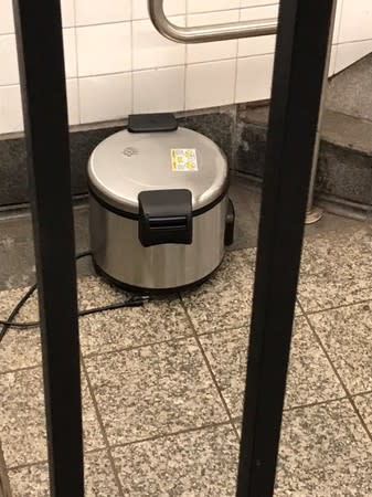 NYPD photo of a suspicious device inside of Fulton Street subway station in Lower Manhattan