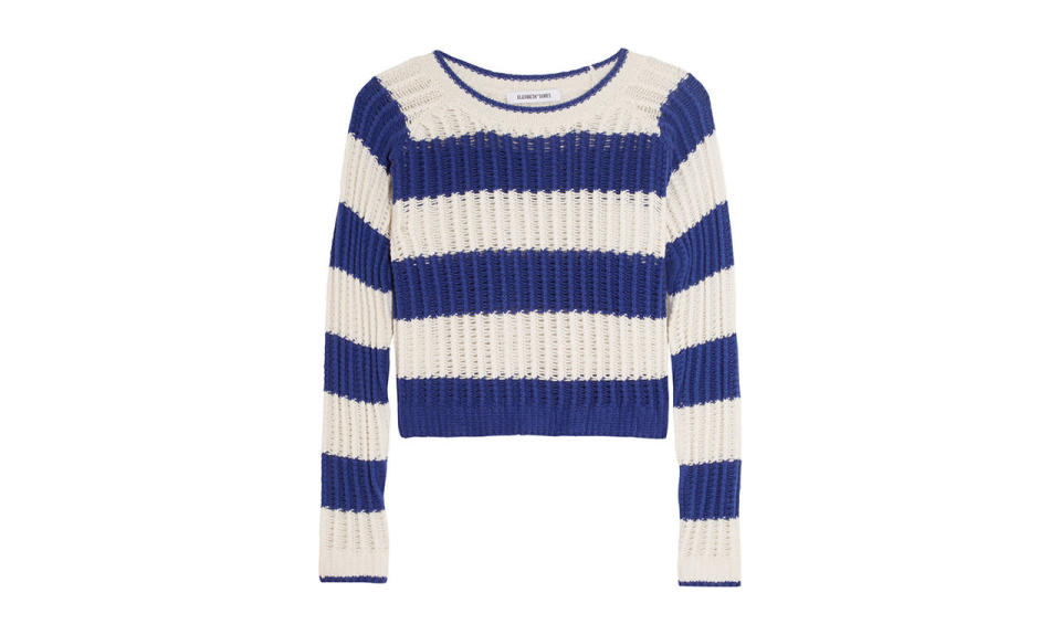 Elizabeth and James Striped Open-Knit Sweater