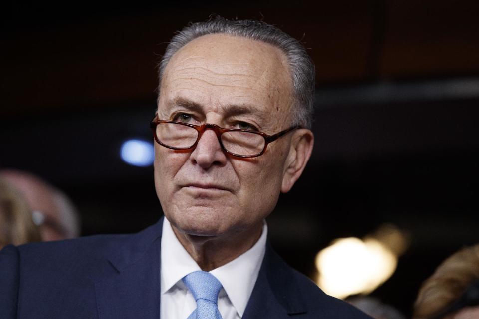 Senate Minority Leader Charles Schumer of N.Y. listens to a question during a news conference on President Barack Obama's signature healthcare law, Wednesday, Jan. 4, 2017, on Capitol Hill in Washington. (AP Photo/Evan Vucci)