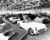 Assembly line for the 1953 Corvette. Photo: GM Media Archive