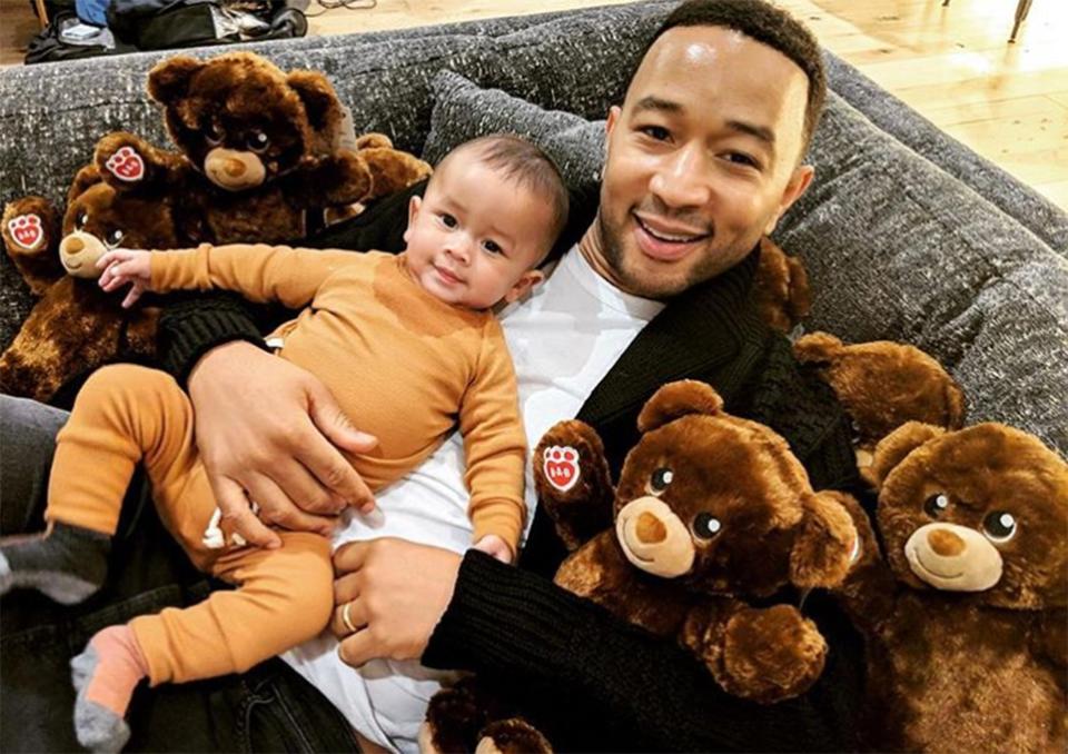 Chrissy Teigen jokes often that Miles and John look like bears. Here, they're joined by some other family members. Oops! Sorry, those are just stuffed teddy bears. 