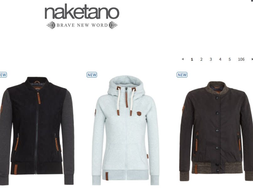 Screenshot des Onlineshops von Naketano