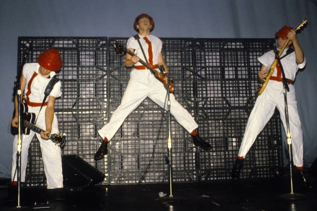 Devo performs at the Phoenix Theater in August 1980 in Petaluma, California.   - Credit: Ed Perlstein/Redferns/Getty Images