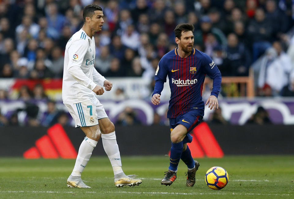 The decline of Cristiano Ronaldo (7) and the continued burden on Lionel Messi are two of 2018’s most tantalizing storylines in world soccer. (Getty)