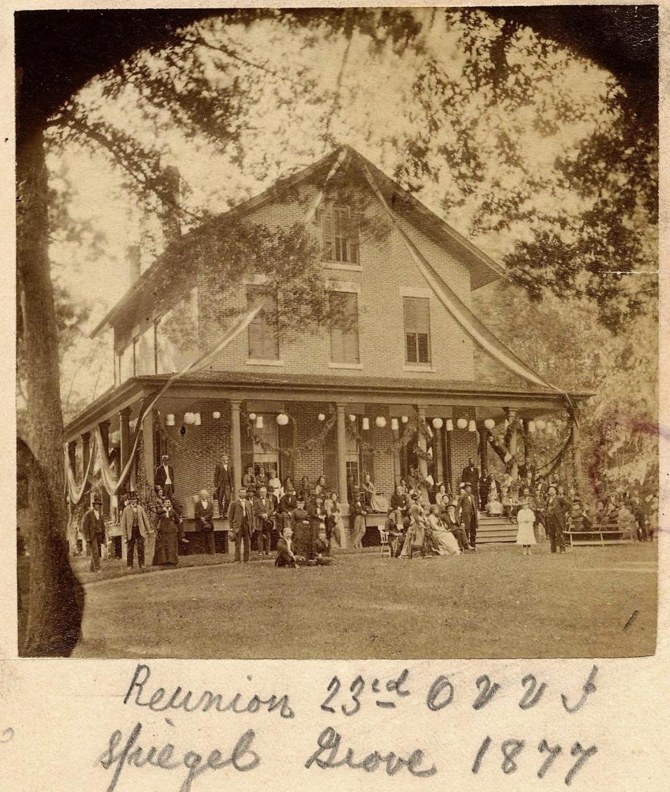 The 23rd Ohio Volunteer Infantry met for a reunion in 1877 at the Hayes Home.