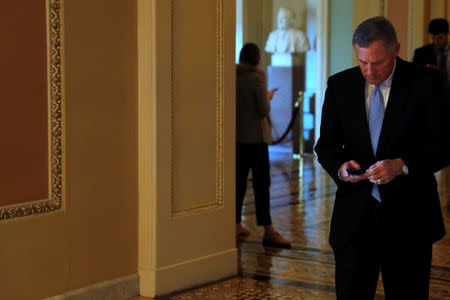 U.S. Senator Richard Burr (R-NC) departs the Senate floor after a vote on a bill to renew the National Security Agency's warrantless internet surveillance program, at the U.S. Capitol in Washington, U.S. January 18, 2018. REUTERS/Jonathan Ernst