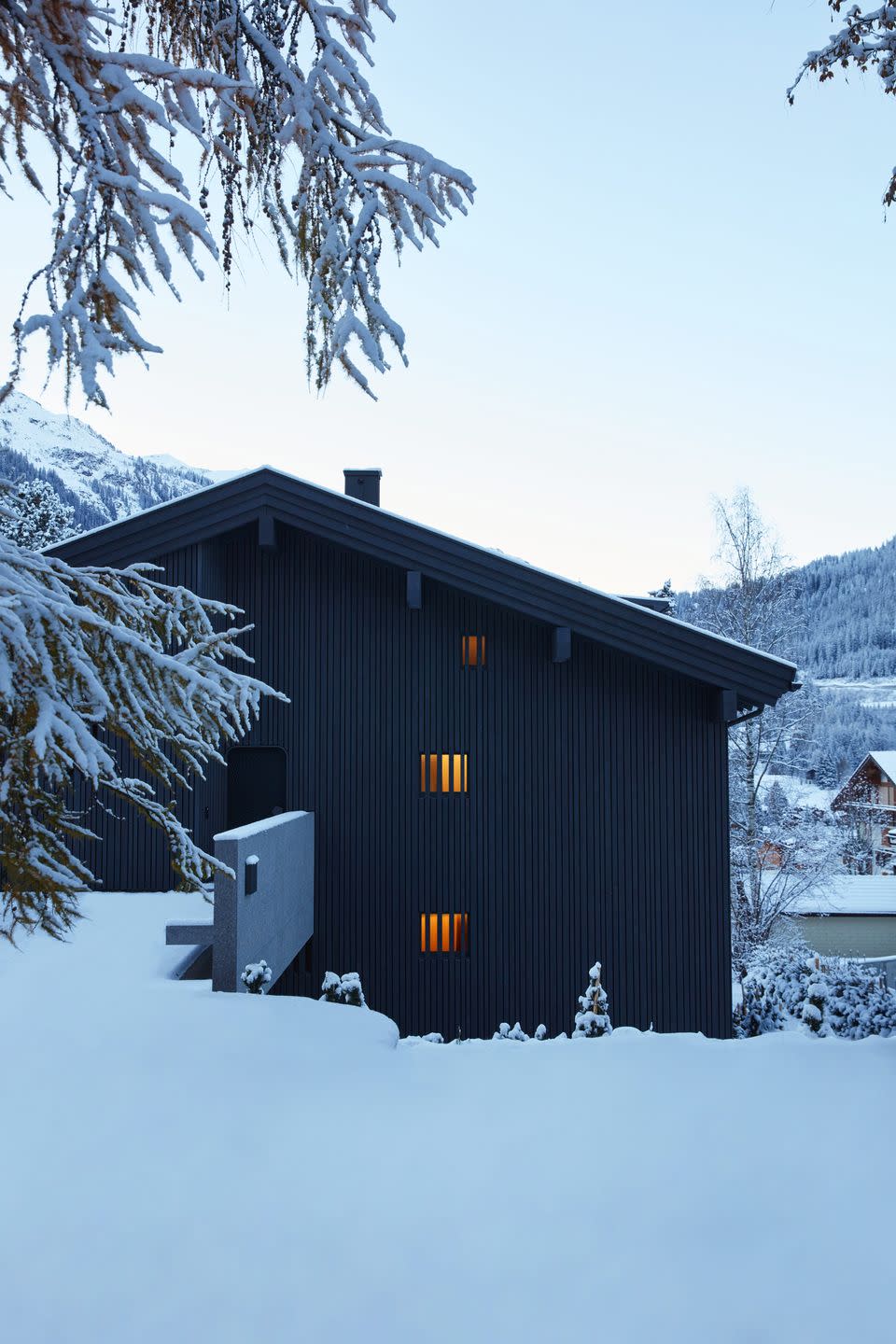 klosters chalet exterior photographed by gaelle le boulicaut