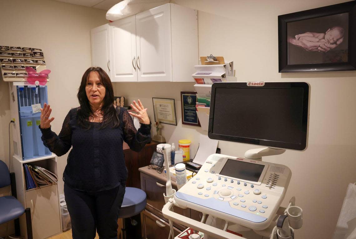 Angela Curatalo of the Respect Life crisis pregnancy center explains the role of a sonogram in counseling women who are pregnant.