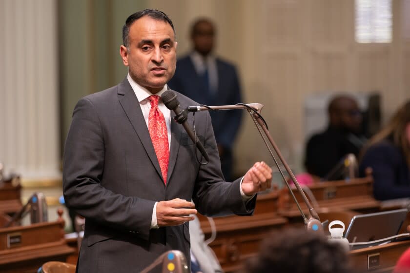 SACRAMENTO CA SEPTEMBER 9, 2019 -- Assemblyman Ash Kalra (D-San Jose) discusses legislation during floor debate at the state Capitol on Aug. 29, 2019. (Robert Gourley / Los Angeles Times)