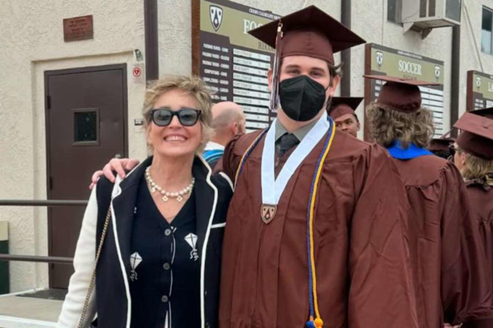 <p>Sharon Stone/Instagram</p> Sharon Stone and Laird Vonn Stone at his high school graduation 