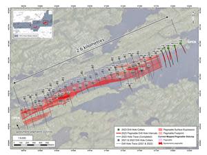 Drill hole locations through CV23-112 at the CV5 Pegmatite