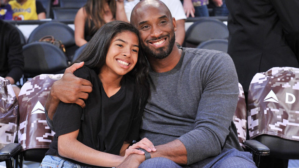 Kobe Bryant and daughter Gianna, pictured here at Staples Centre in November.