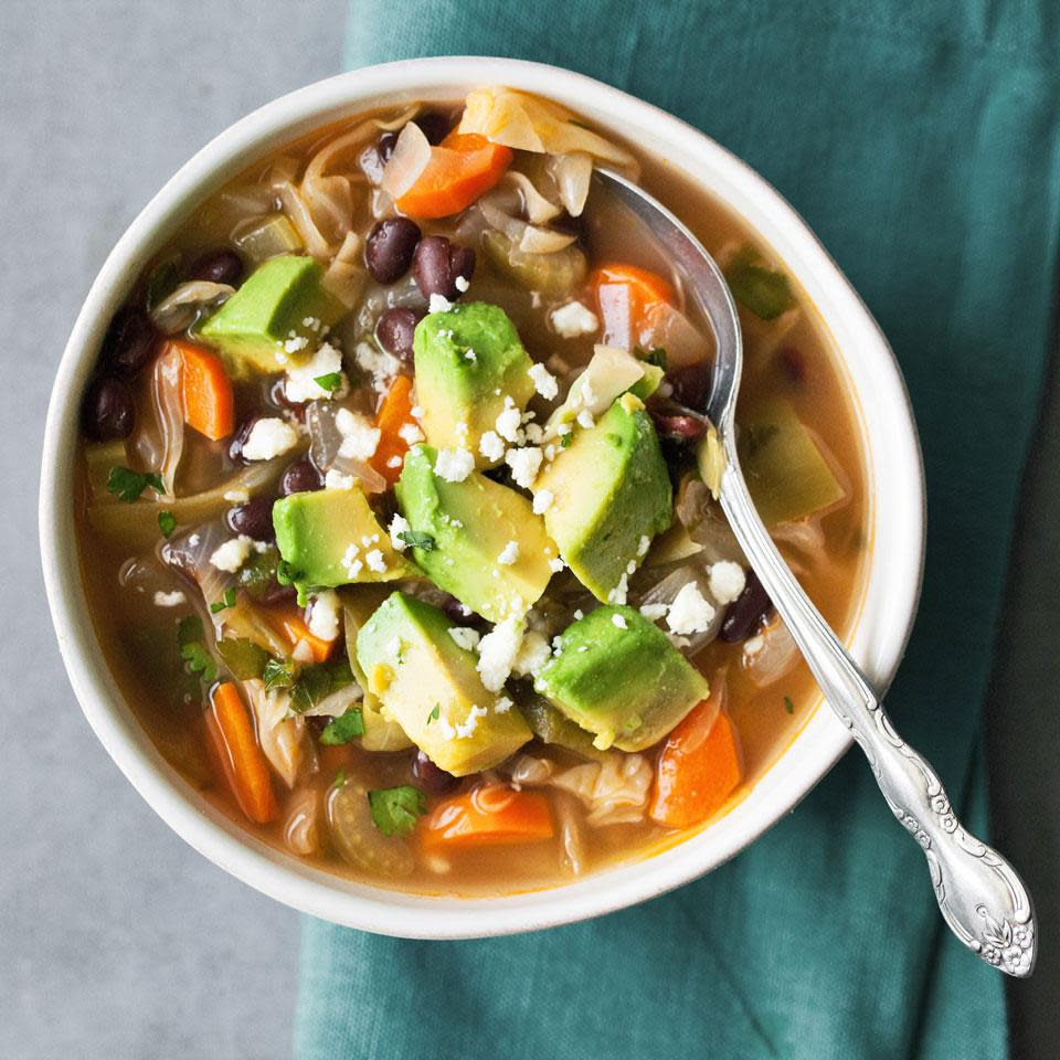 <p>Based on a popular weight-loss plan, this healthy cabbage soup recipe gets tons of flavor and a metabolism-boosting kick from spicy chiles. <a href="https://www.eatingwell.com/recipe/256474/mexican-cabbage-soup/" rel="nofollow noopener" target="_blank" data-ylk="slk:View Recipe;elm:context_link;itc:0;sec:content-canvas" class="link ">View Recipe</a></p>