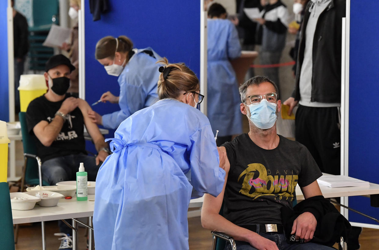 People receive the AstraZeneca vaccination 