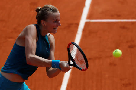 Tennis - French Open - Roland Garros, Paris, France - May 28, 2018 Czech Republic's Petra Kvitova in action during her first round match against Paraguay's Veronica Cepede Royg REUTERS/Gonzalo Fuentes