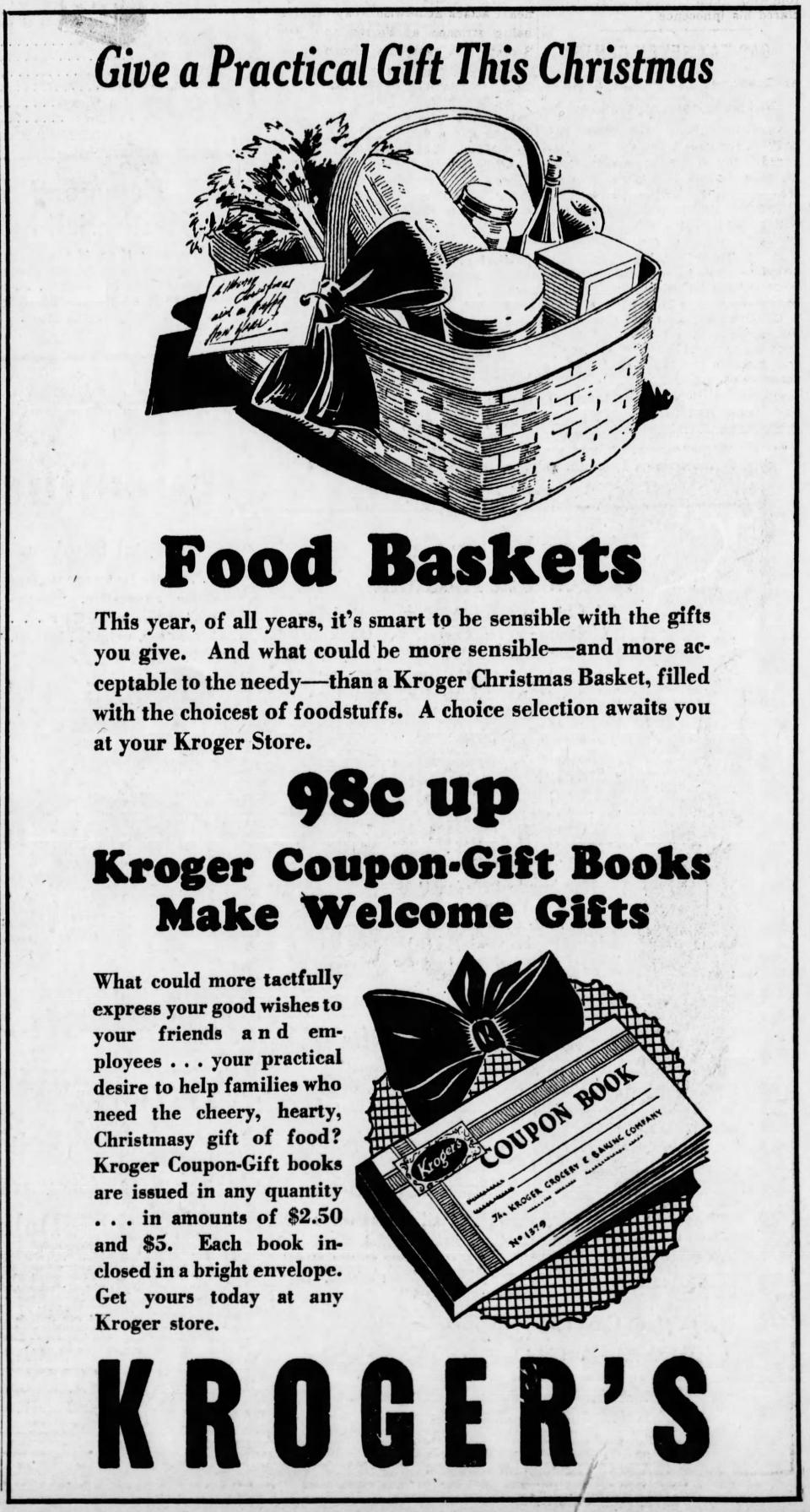 Kroger ad, Dec. 20, 1931. Vintage Christmas ads in The Cincinnati Enquirer.