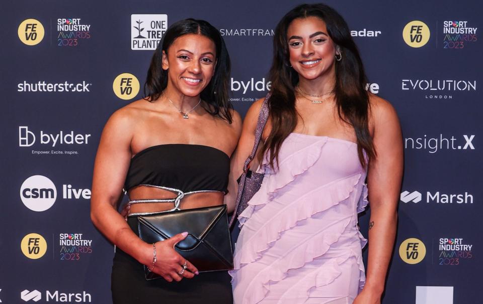 Becky Downie and Ellie Downie seen attending the Sport Industry Awards 2023