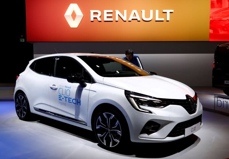 FILE PHOTO: A Renault Clio E-Tech Hybrid car is seen at Brussels Motor Show