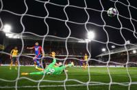 <p>Andros Townsend hammers home Palace’s first goal</p>