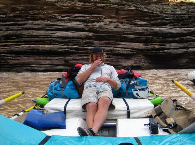 "Doug sipping tea and waiting for me to say something interesting," the author writes. <span class="copyright">Courtesy of Alison Kaplan</span>