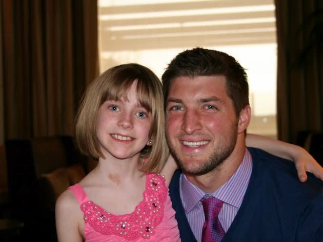 10-year-old Presli Collins and Broncos quarterback Tim Tebow — Facebook